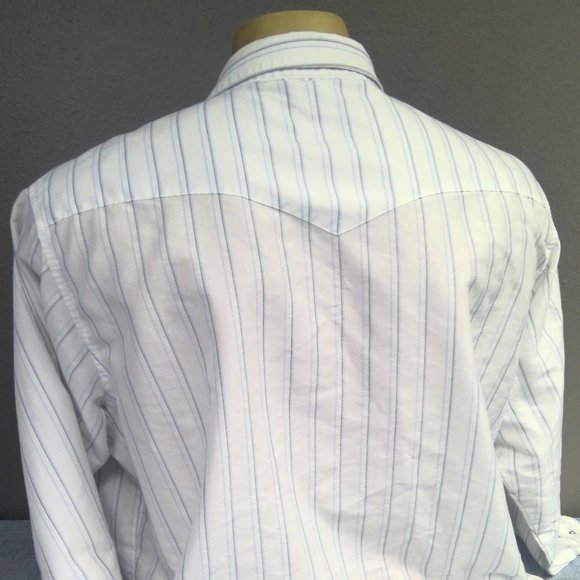 Wrangler Western Pearl Snap Shirt Long Sleeve White Striped Men's 2XL - Picture 3 of 8